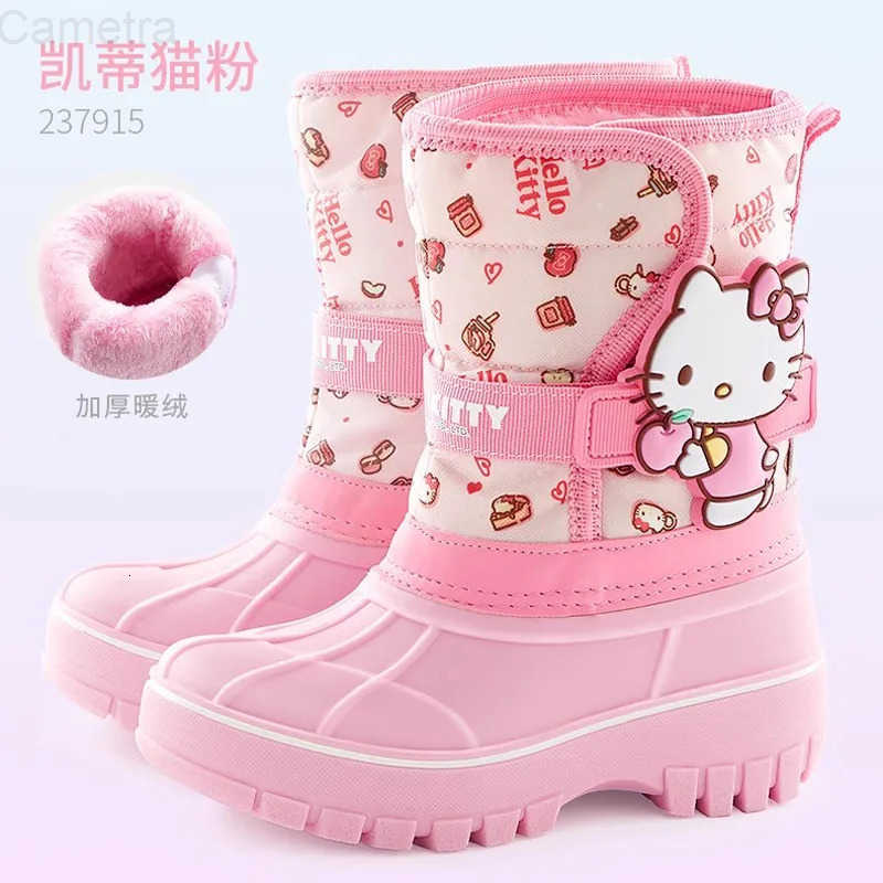 Sanrio Sanrios Hello Kitty Student Snow Boots for Girls Kuromi My Melody Waterproof Non Slip Thick Rain Boots Warm Cotton Shoe Gifts H251110