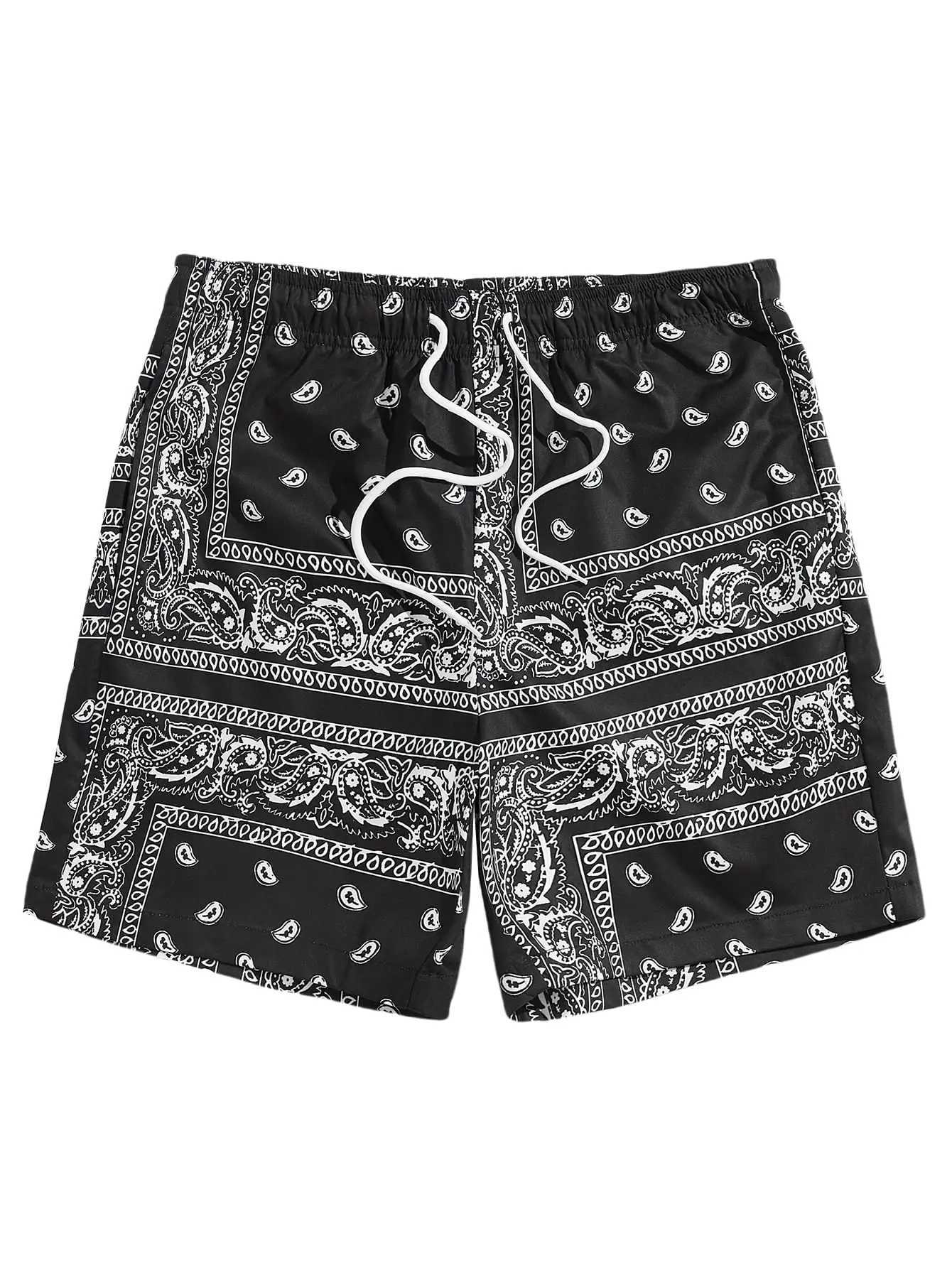 New Hawaiian style totem print summer mens shorts quick drying swimming shorts oversized casual beach shorts fashion trend mens shorts X250410
