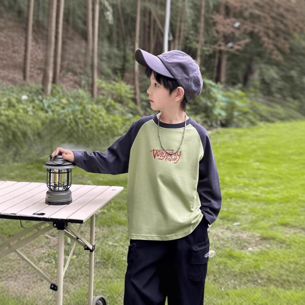 GS- Ddmyshoesvip Boys Clothing Middle Large Children S Bottom Shirt Long Sleeve T Shirt Versatile Two Piece Set Spring And Autumn Trendy