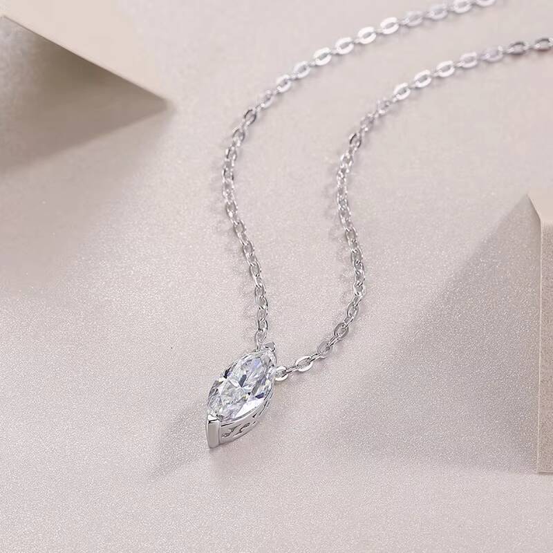 Fashion Design Marquise Cut Moissanite Pendant Necklace VVS White Moissanite S925 Silver Elegant Women Necklace