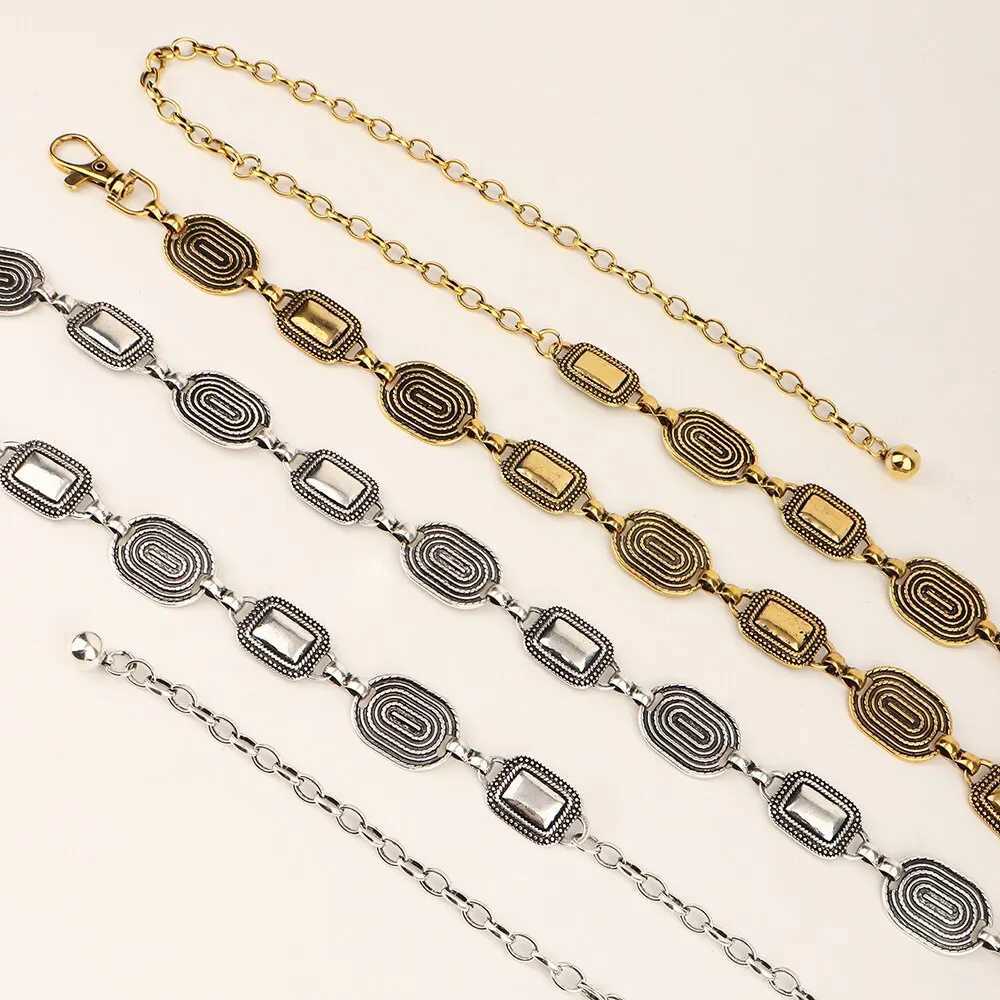 1 piece of old gold punk hip-hop metal belt with thick chain X250410