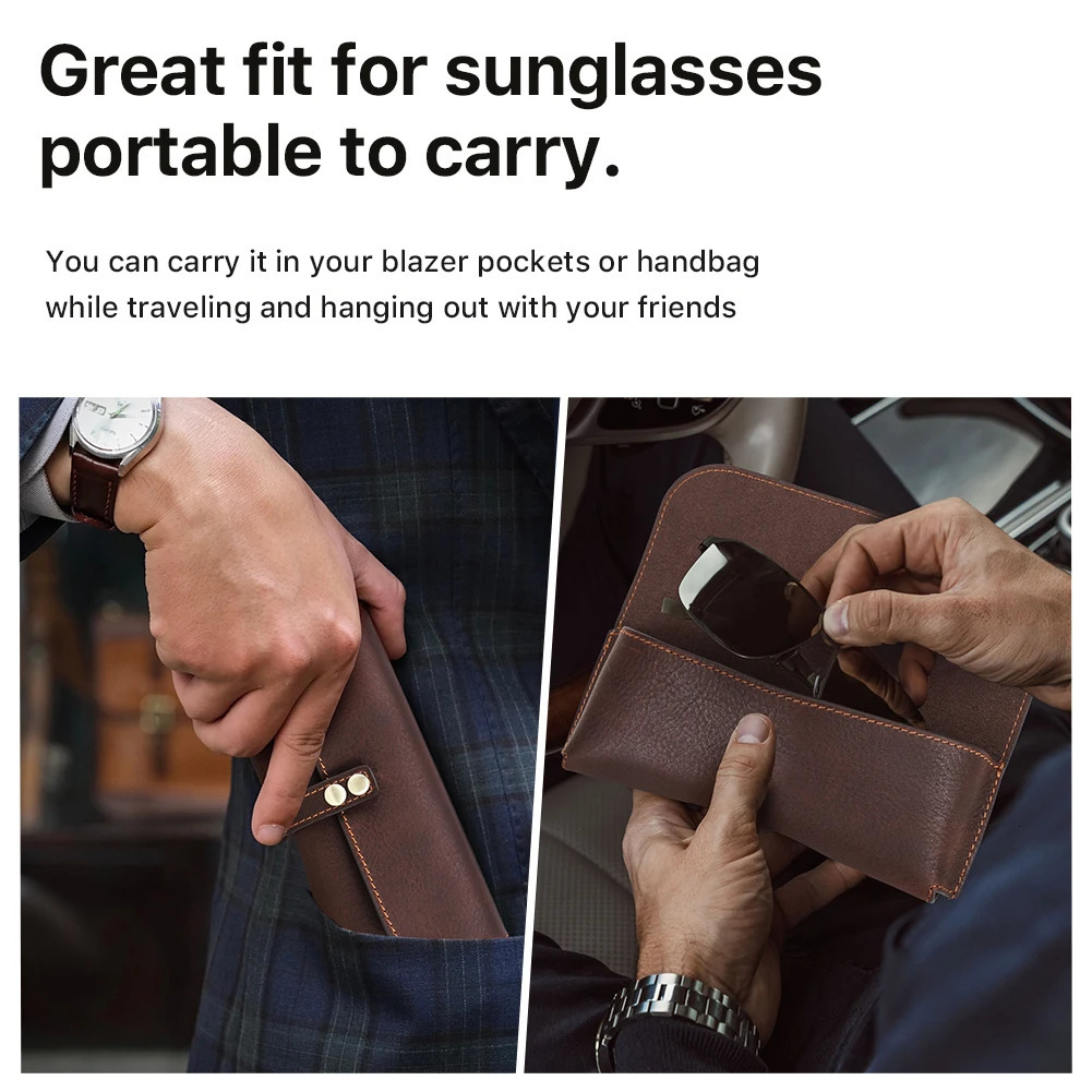 Retro leather glasses case portable glasses bag sunglasses holder mens protective glasses case 250409