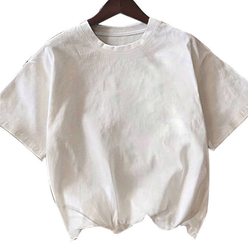 Cross-Border Amazon Summer European and American Casual Solid Color Round Neck T-Shirt Loose Short Sleeve Plain Top Advertising Shirt Women's Clo