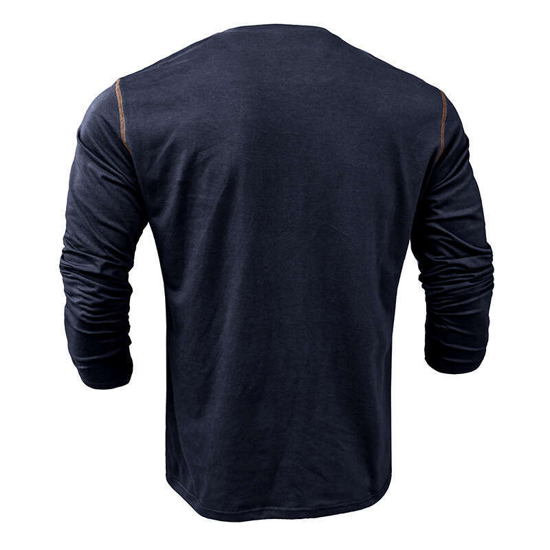 European and American Henry shirt long sleeved color blocked knitted T-shirt men's wholesale 2025 new casual fashion trend clothing