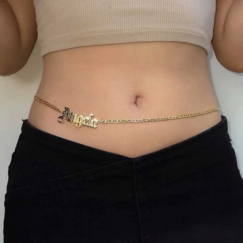 Custi name letter belly waist chain belly chain cuban chain personal waist chain sexy body chain bridesmaid wedding gif X250410