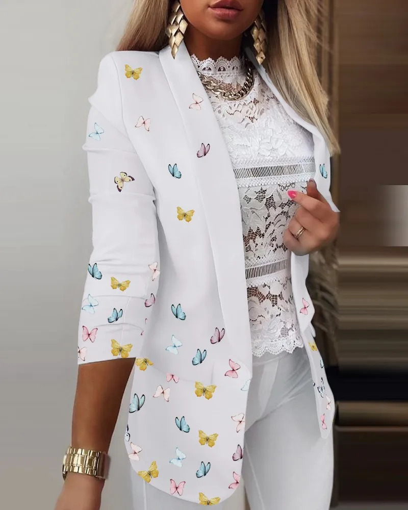 Casual long sleeved suit outerwear for office ladies in spring and autumn fashion lapel womens jacket 2023 250407