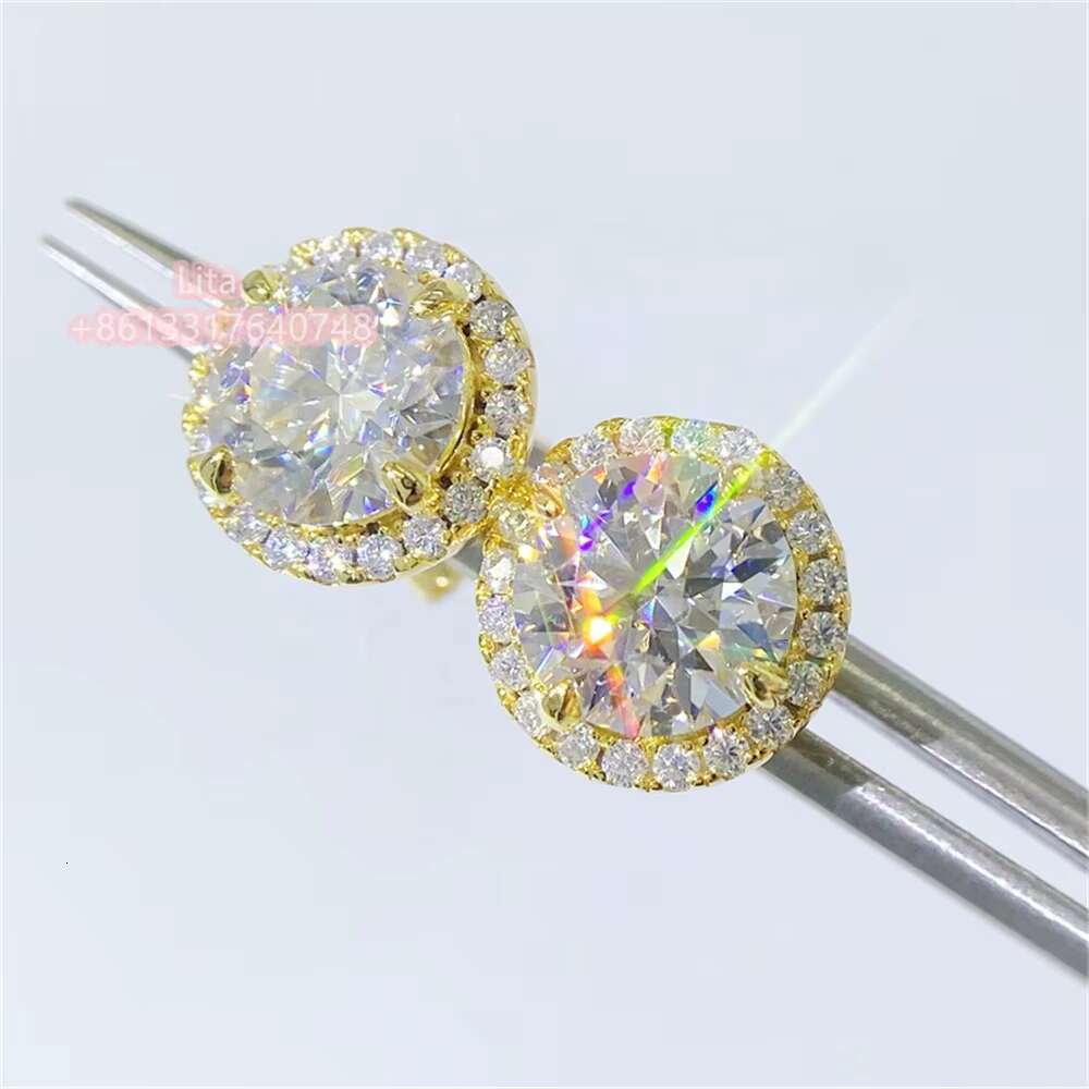 Wuzhou Wholesale Iced Out Jewelry Moissanite Earrings Rose Gold Diamond Stud Earrings 925