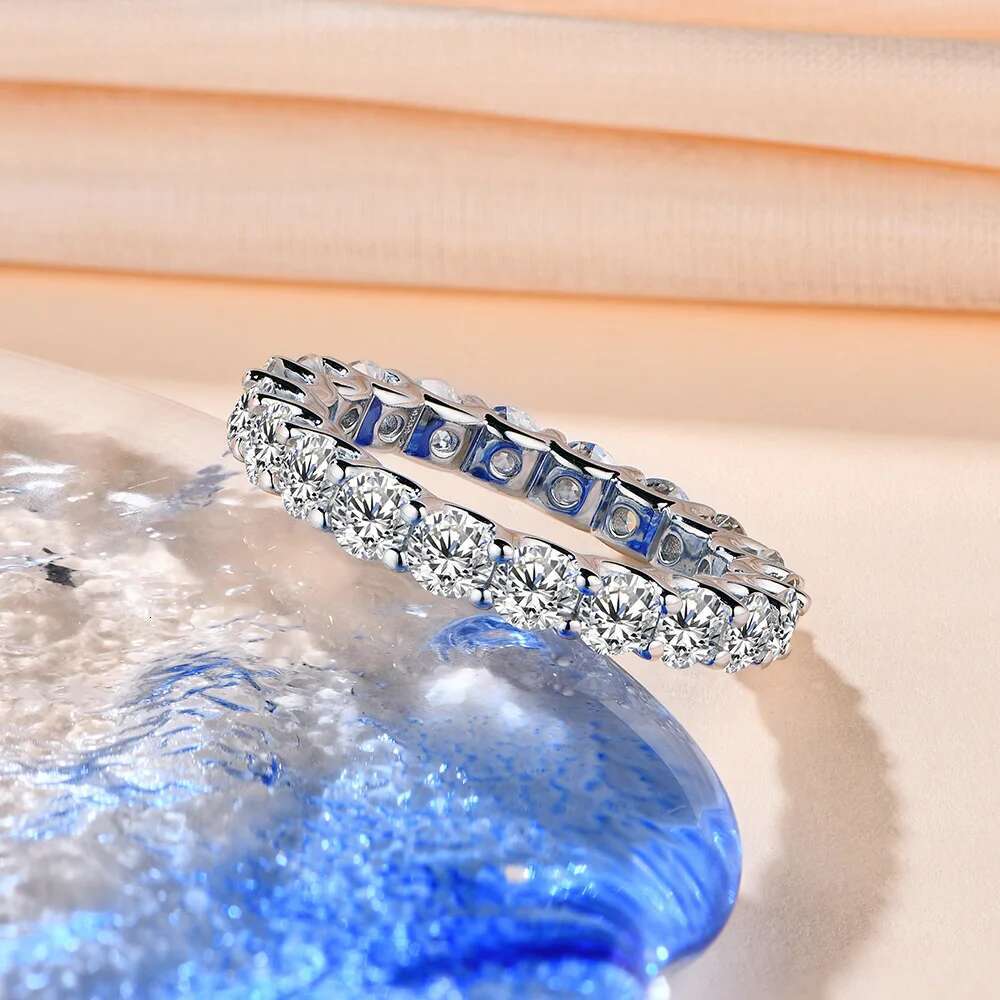 3.5mm Full Moissanite Rings 3MM 4MM S925 Sterling Silver High Quality Exquisite Elegant Ring for Women Men