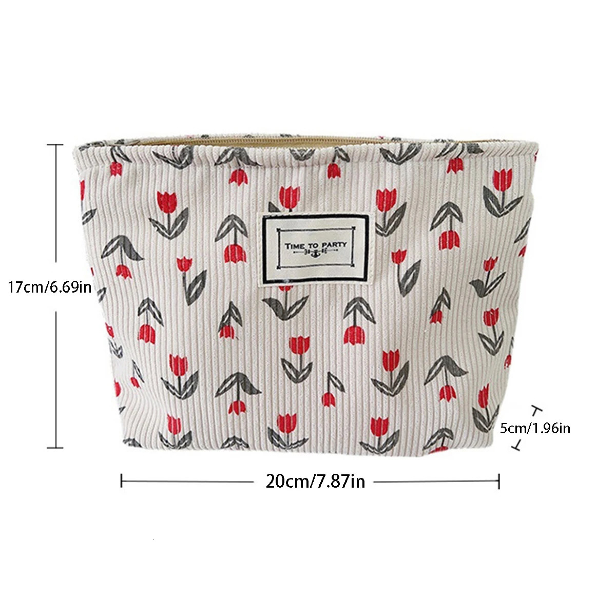 Forest-Themed Floral Corduroy Cosmetic Bag Large-Capacity Exquisite Clutch Portable Travel Storage Bag 1 Piece 251110