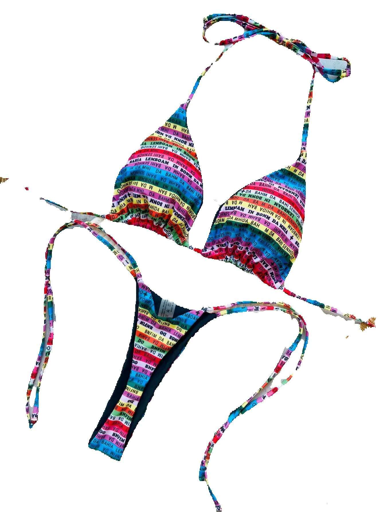 Ruotonsept letter printed color mini thong women's two-piece set bikini swimsuit