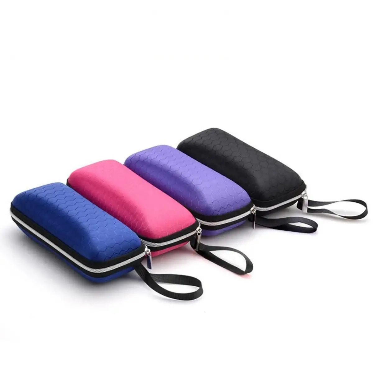 1 piece honeycomb pattern glasses case minimum hard protector zipper storage box bluerosegraypurpleblack 250410