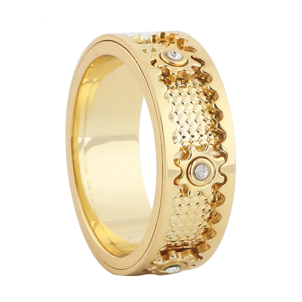 CNC Set Drill Gear Rotating Ring For Men And Women Couples Anxiety Relief Mechanical Rings 251110