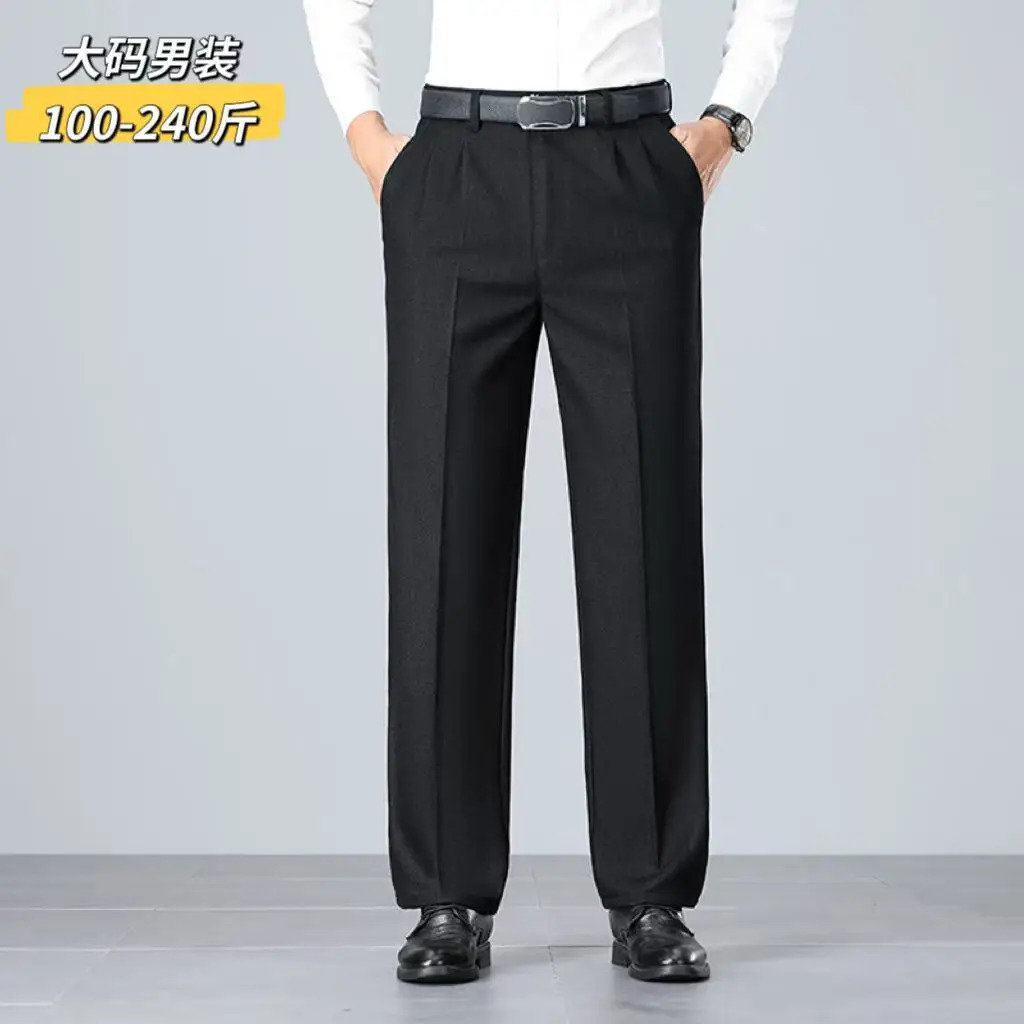 Autumn Double Pleated High Waist Suit Mens Pants Black Gray Deep Rise Trousers For Male Office Formal Men Size 42 44 251110