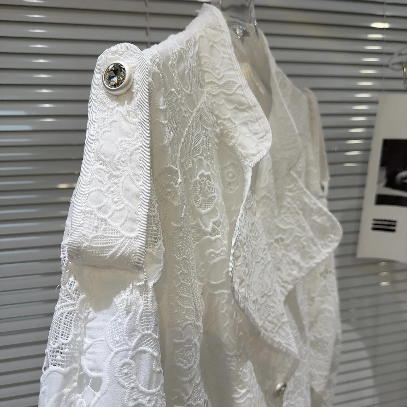 Get Spring Womens Trench Coat Double Chest Metal Buckle White Lace Windproof Machine Fully Matched Loose Ultra Thin 250410