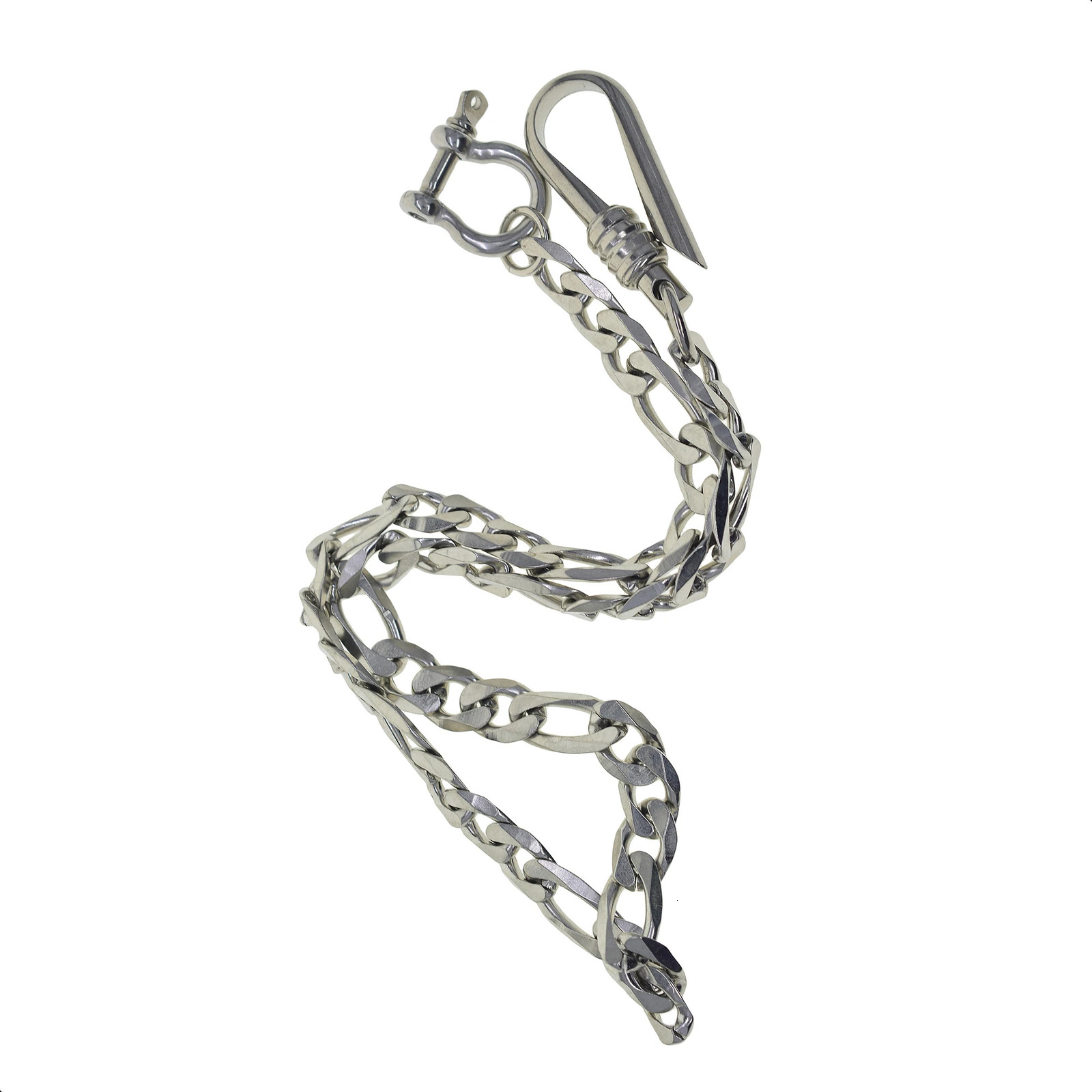 Stainless Steel Wallet Jean Trouser Bicycle Keychain D Coupling Simple U 6mm Wire Hook Extra Large Cuban Figaro Chain 250410