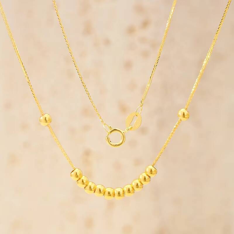 Hot Selling Genuine Gold Fashion Design AU750 Chain 18k Gold Beads Chain Necklace Wholesale