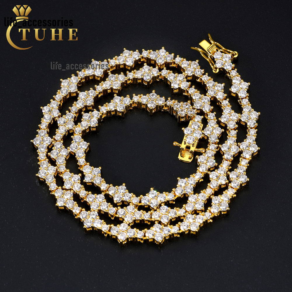 New Arrival Rapper Jewelry 7mm 925 Sterling Silver Iced Out White Gold Pass Diamond Tester Moissanite Cross Tennis Chain