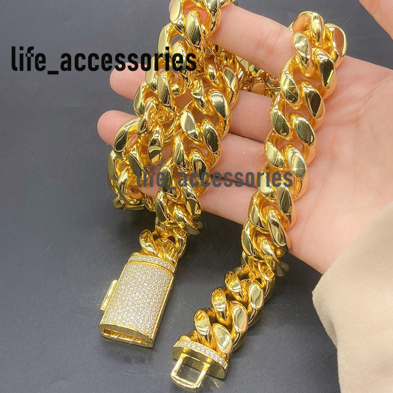 Real Gold Plating Trendy 925 Silver Necklace Moissanite Cuban Link Chain Hip Hop Jewelry Iced Out Cuban Chain