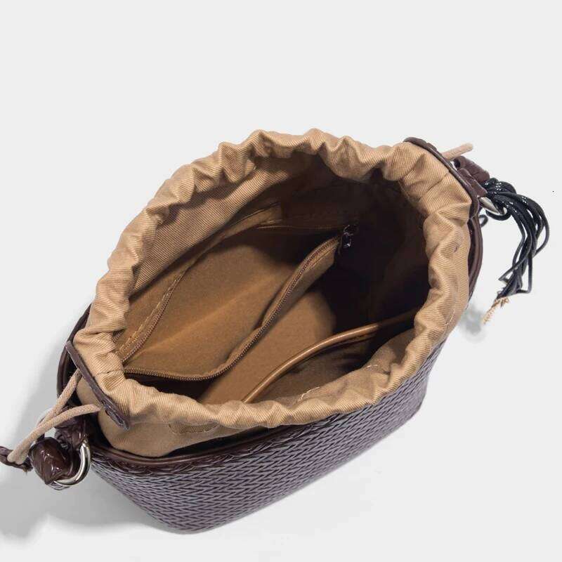 Mini Bucket Bags For Women Luxury Designer Handbag And Purse 2025 New In PU Imitation Braided Embossed Pattern Underarm Shoulder