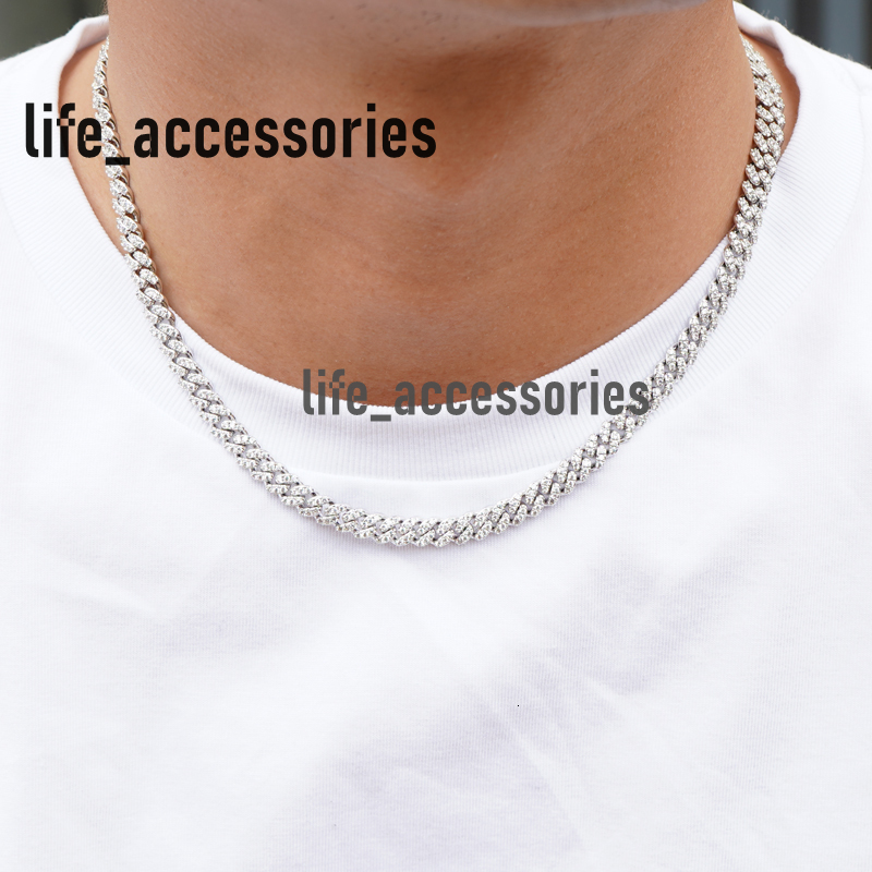 Hip Hop Iced Out Jewelry Miami Iced Out Cuban Link Chain 6mm 8mm Gold Plated 925 Sterling Silver Cuban Chain Women Men