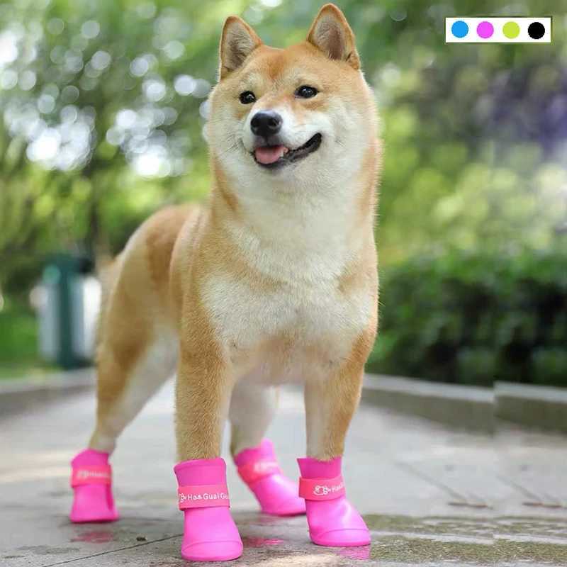 4 pieces/set of silicone anti slip boots for pet dogs waterproof dog shoes candy colored pet rain shoes basic boots for appearance T2504010