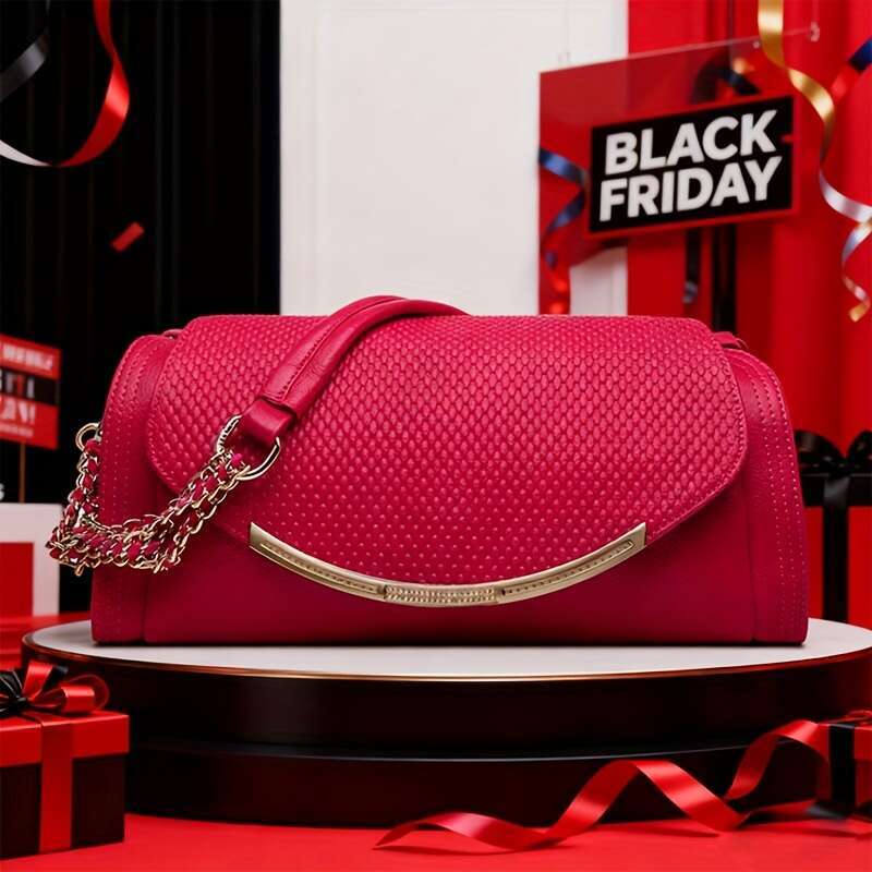 Women Genuine Leather Crossbody Bag With Hardware Elegant Chain Strap Zipper Closure, Golden-Tone Hardware, Structured Round Top & Smooth Edges Luxury