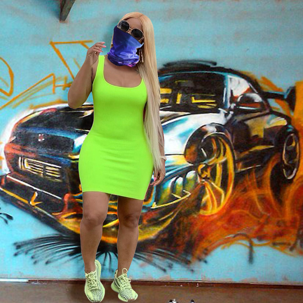 New Women's Summer Solid Tank Top Casual Dress