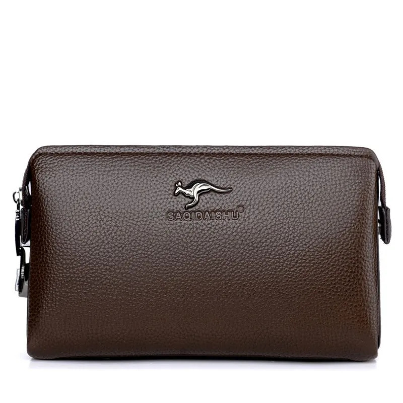 New Men Clutch Bag Leather Long Purse Password Money Bag Business wristlet Phone Wallet Male Casual Handy Bags R251110