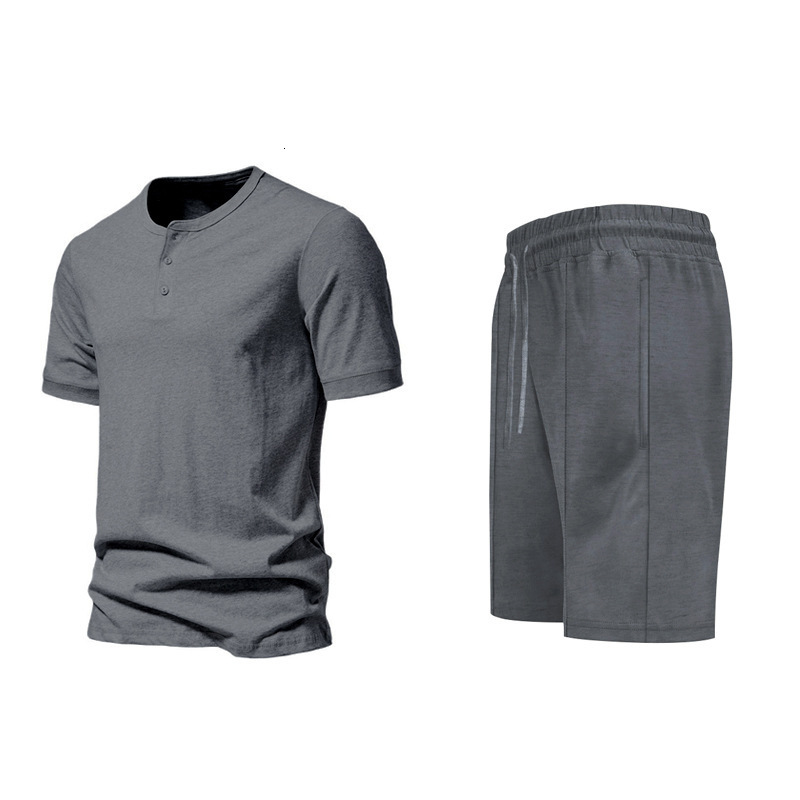 2025 Summer Mens Set Short Sleeve Shorts Loose Sport Versatile Casual Short Sleeve Set Mens Wear