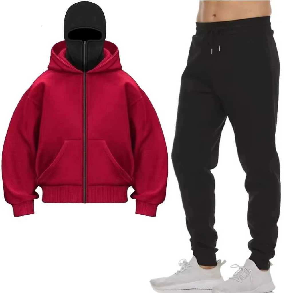 Mens Y2K Autumn/Winter Fashion Warm Hoodie Set Designer Hooded Jacket Pants Two-Piece Jogging Sportswear for Motorcycle Ridin W251110