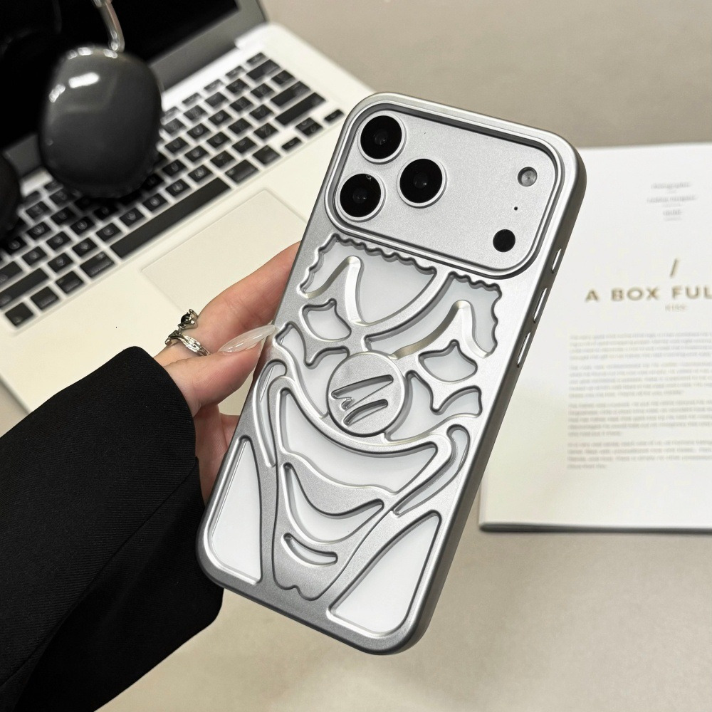 Simple Hollow Clown Phone Case Compatible with iPhone 17/16 Cartoon Shockproof iPhone 15/14 Pro Solid Color