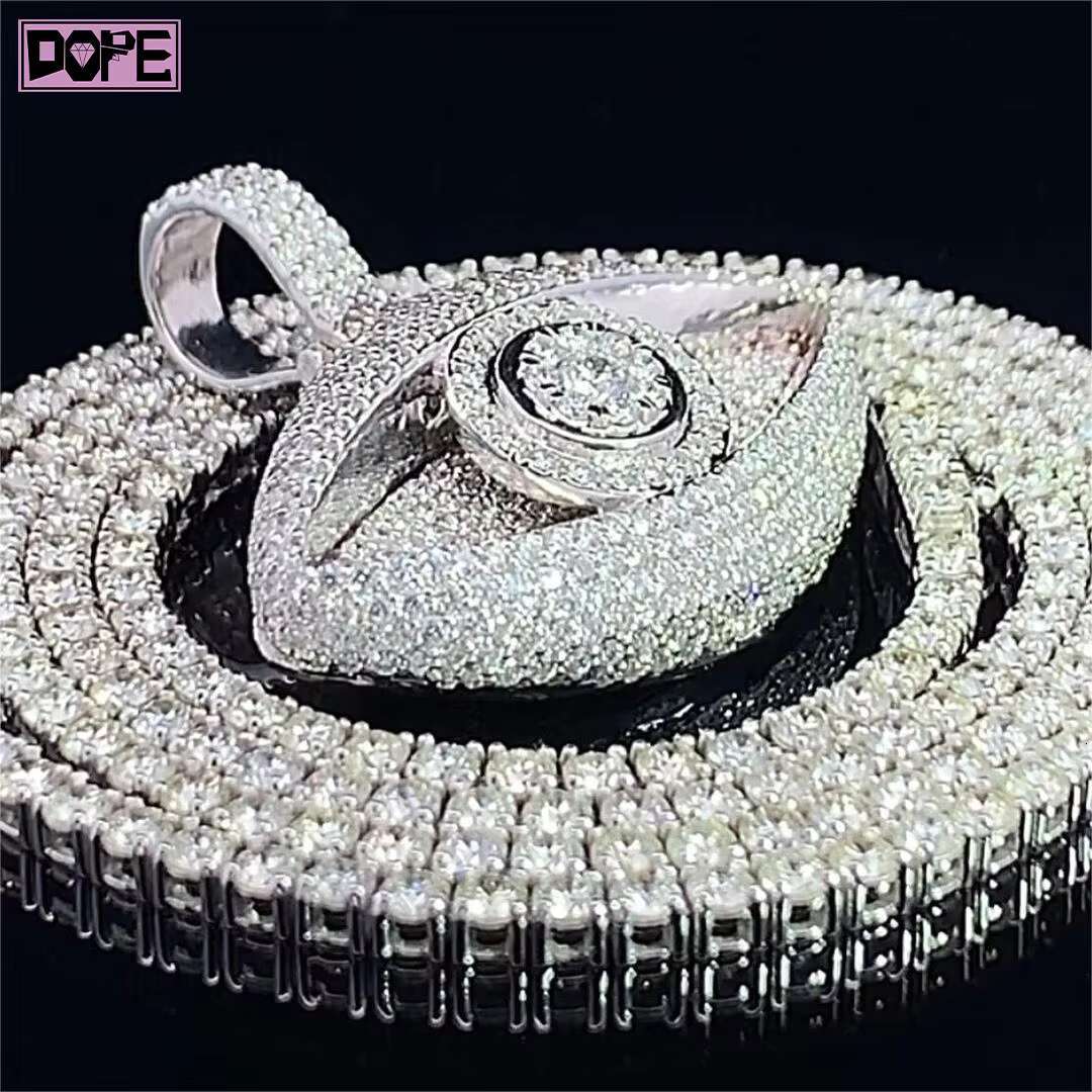 Hiphop Custom Moissanite Pendant Eye 925 Sterling Silver Claw Setting Moissanite Pendant Men
