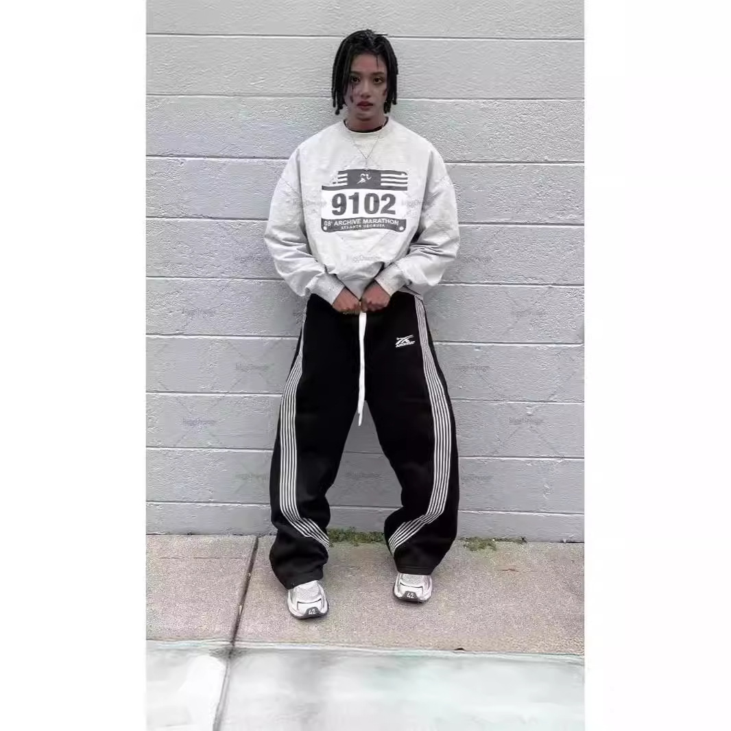 New Fashionable and Versatile Mens Ins Trendy Brand Loose Straight Tube Large Mens Pants for High Street Casual Sports Pants 250827