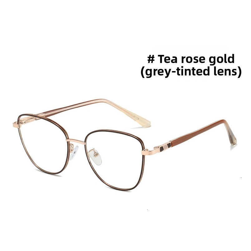 Cross-Border Wholesale Fashion New Style Non-Prescription Retro Color-Changing Blue Light Blocking Metal Frame Optical Glasses