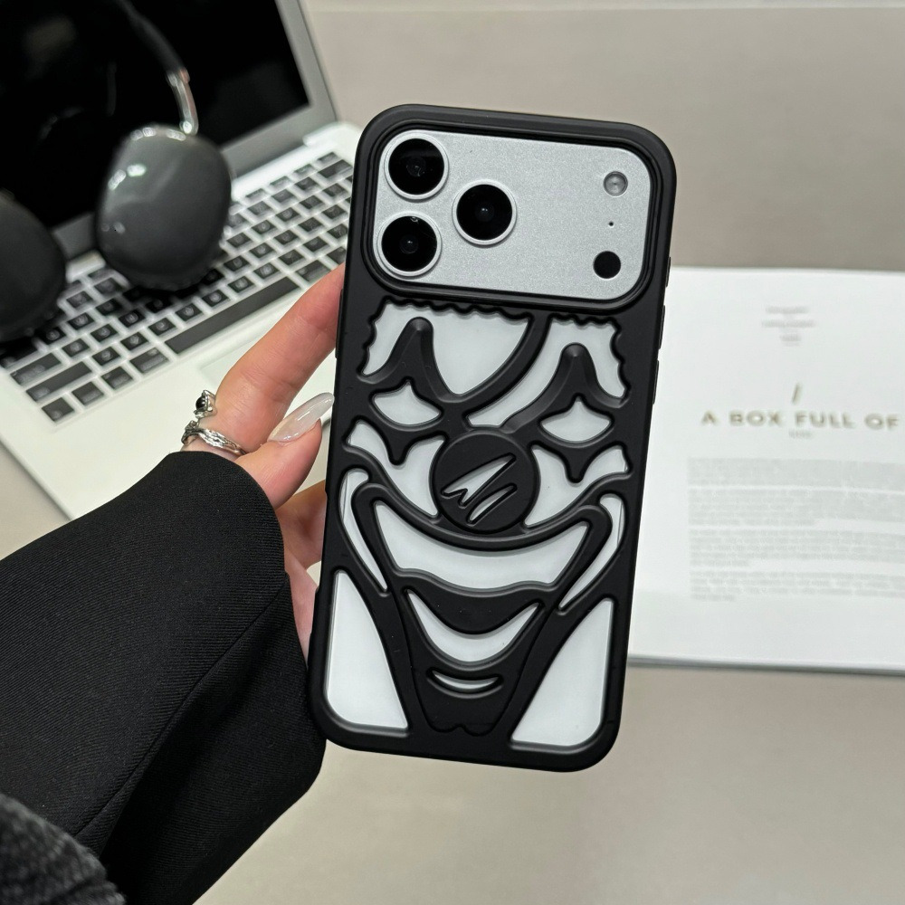Simple Hollow Clown Phone Case Compatible with iPhone 17/16 Cartoon Shockproof iPhone 15/14 Pro Solid Color