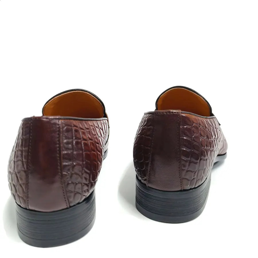 Loafers Dress shoes for man Zapatos De Hombre original elegant brown Crocodile Pattern Leather handmade high quality 251106