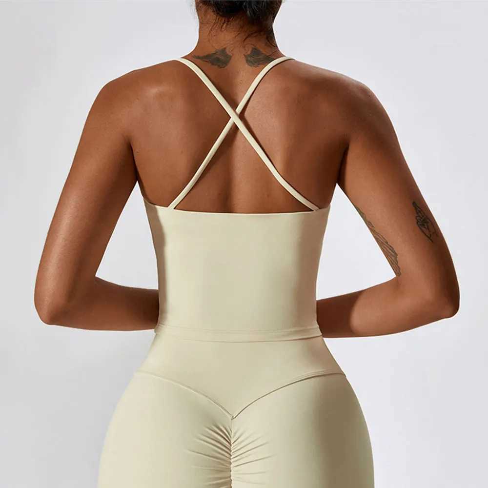 Womens top sports bra thin push up sports bra yoga gym cutting top bra fitness tube top breathable beauty back braXJ250410