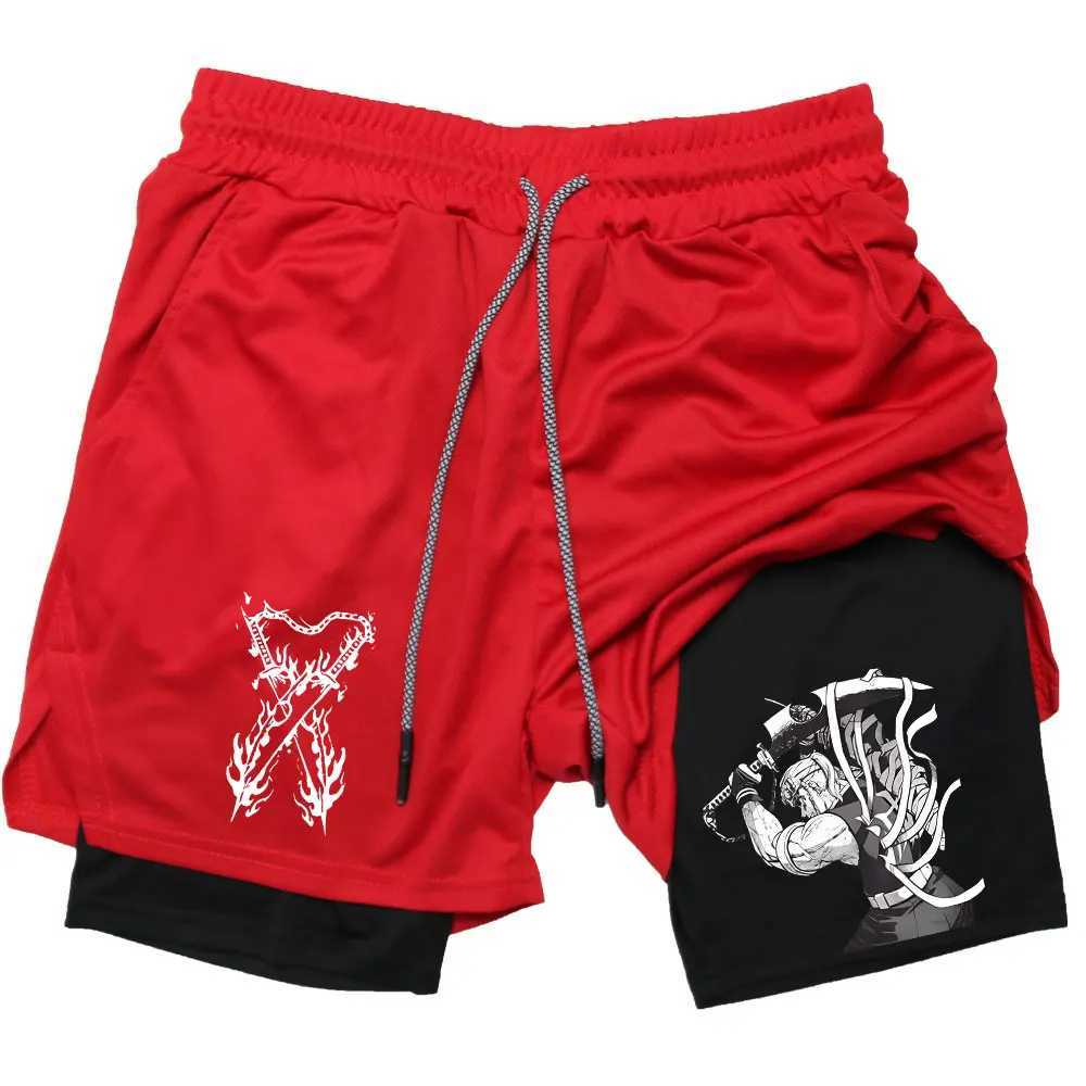 Mens Performance Shorts Anime Devil Killer Gym Shorts Summer Sports Fitness Exercise Running Uzui Tengen Printed Shorts X250410