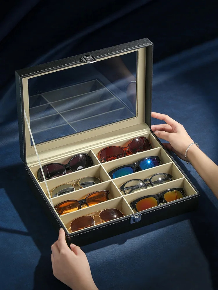 High-end PU Leather Glasses Case Large-capacity Sunglasses Men Sunglasses Women Myopia Glasses Case Jewelry Display Box 250409