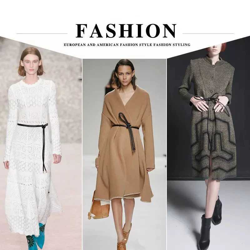 Womens genuine leather waist chain thin belt retro womens waist belt rope dress coat decoration long belt X250410