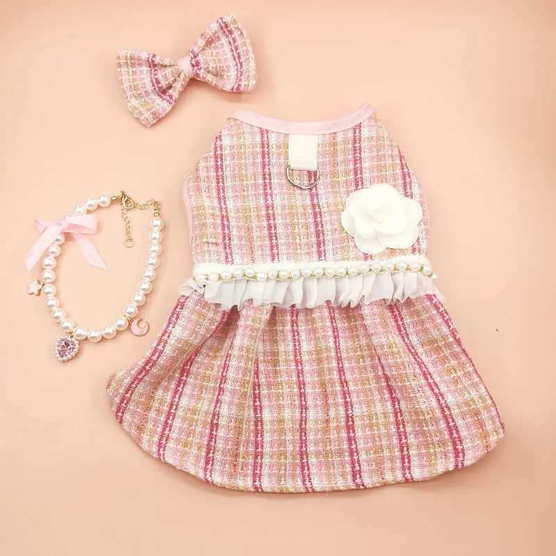 Autumn/Winter Pet Plaid Stripe Dress Pet Skirt Dog Coat Dog Winter Dog Coat Pet Cat Skirt Bow Tie Dog Dresses for Small Dogs J251110