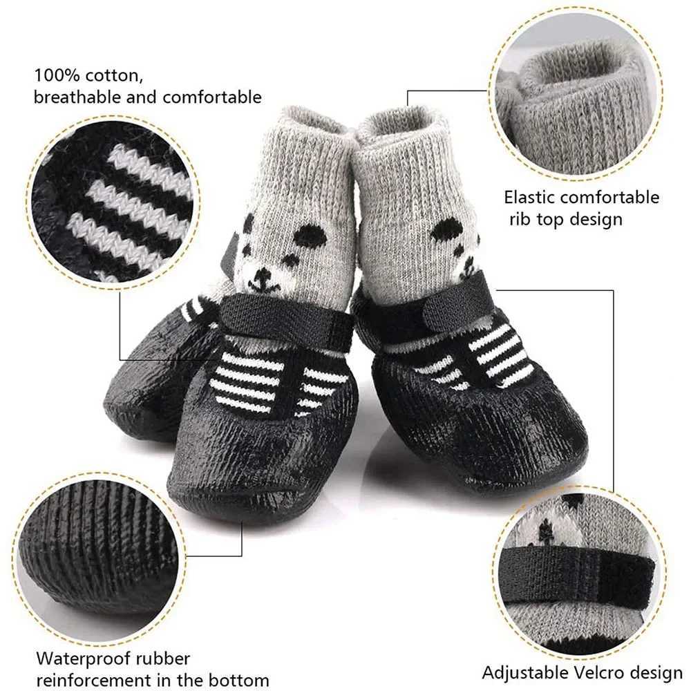 New Arrival Dogs cats boots socks waterproof dog shoes rain boots snow pet boots anti slip mini dog socks adjustable drag Z250409