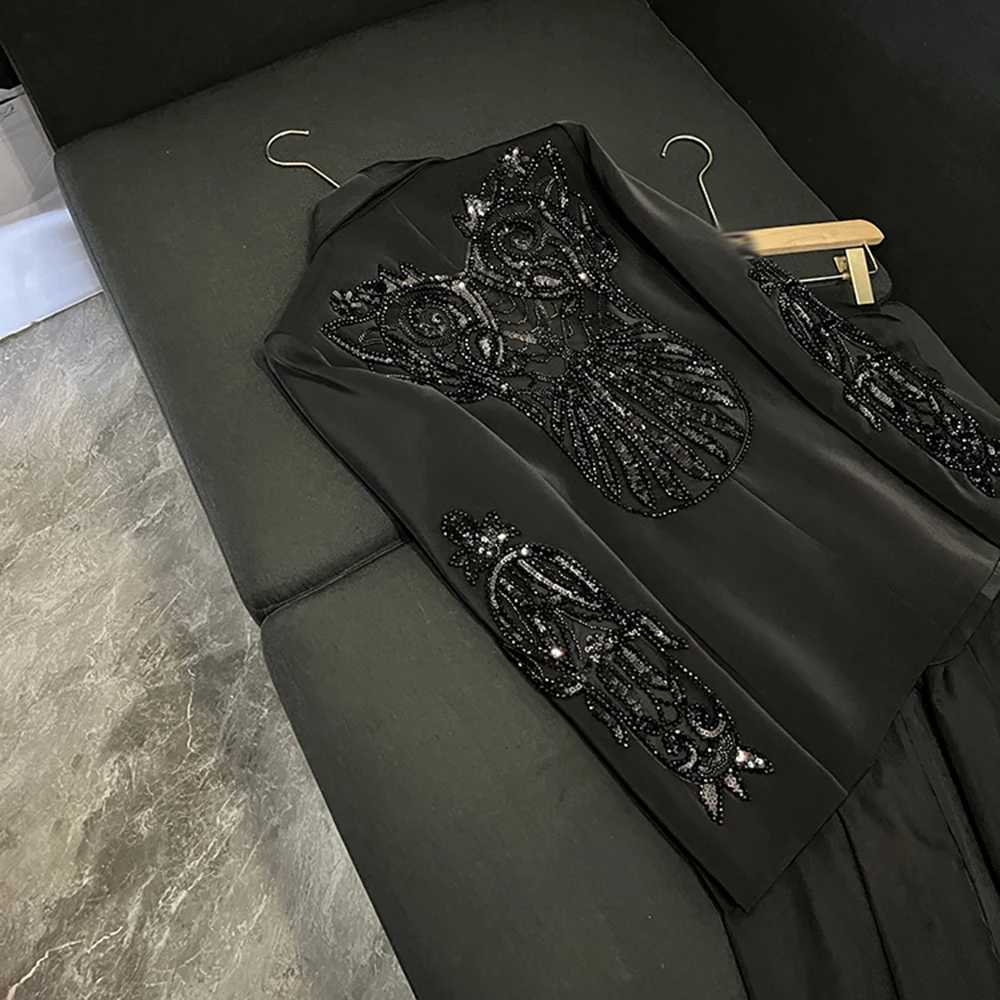 TWOTWINSTYLE Light Solid Two Piece Sets For Women Lapel Long Sleeve Top High Waist Pants Sexy Set Female Style W251110