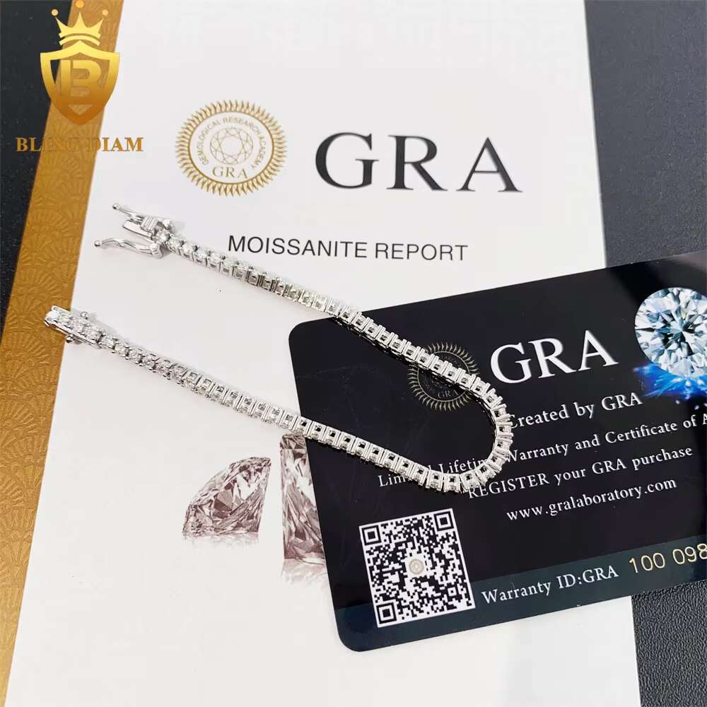 2mm-6.5mm Gold Plated Hip Hop Jewelry 925 Sterling Silver Vvs Moissanite Diamond Tennis Chains Bracelet Necklace