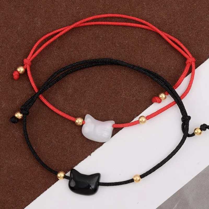 2pcs Cute Cat Beaded Couple Bracelet Hand Woven Adjustable Bangles Friendship Jewelry for Men Women Anniversary Gift AccessoriesT251110