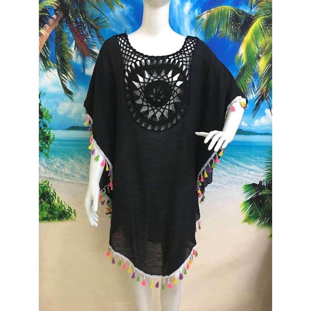 Summer Hand Hook Flower Splicing Beach Skirt Loose Large Vacation Sunscreen Women's Top 2025 New Casual Fashion Trendy Clothing