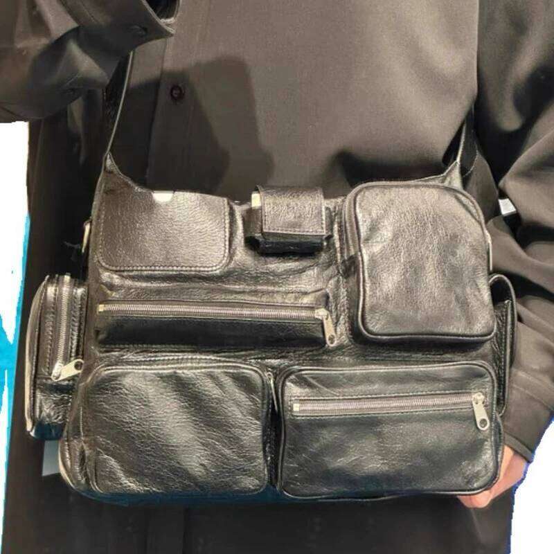 Moto & Biker Bags For Women Luxury Designer Handbags And Purses 2024 New In PU Vintage Oil Wax Leather Multiple Pockets Shoulder