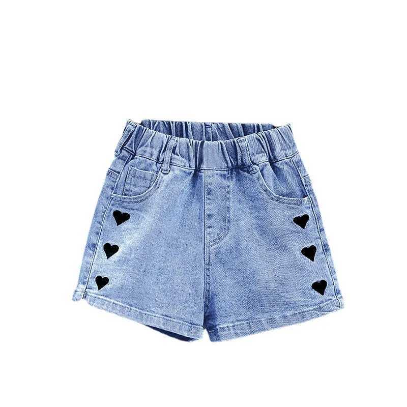 Girls Summer Jeans Heart Pattern Girls Short Jeans Latest Childrens Jeans Casual Sled Childrens Clothing 4 6 8 10 12 14 Years Old Z250410