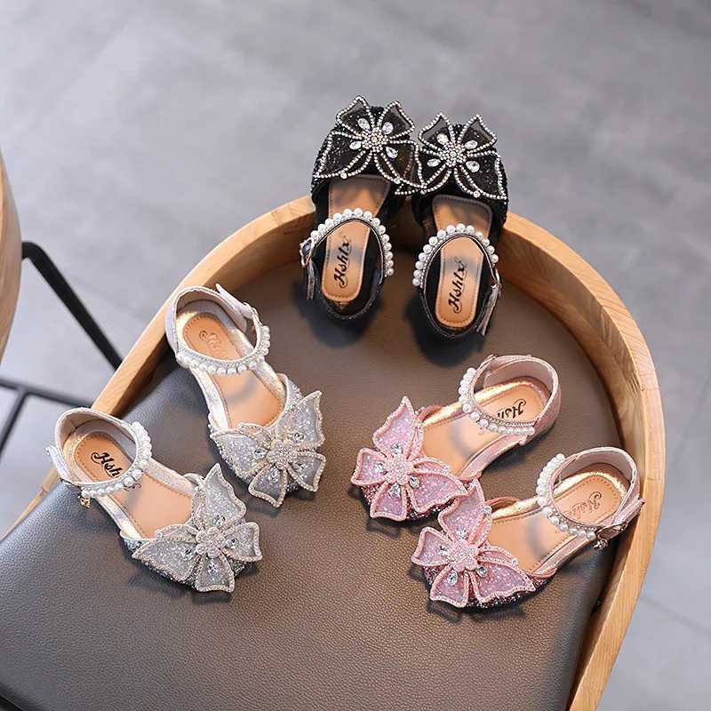 Summer Girls Sandals Fashion Sequins Rhinestone Bow Girls Princess Shoes Baby Shoes Flat Shoes Size 21-35 SHS 104 Z250410