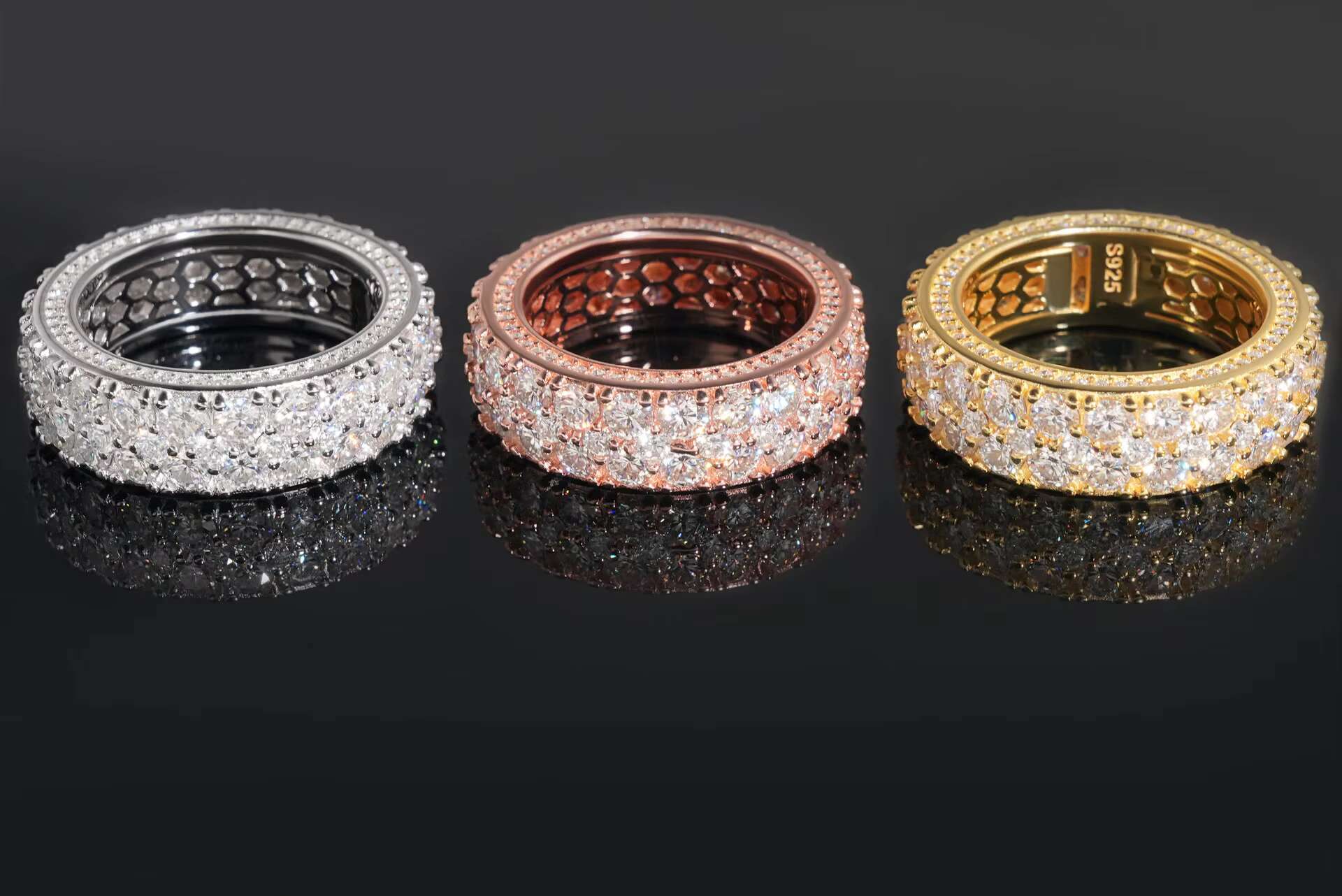 European American Cross-border Fine Rings S925 Silver New Inlaid D Color VVS Moissanite for Men and Women Silver Jewelry Unisex